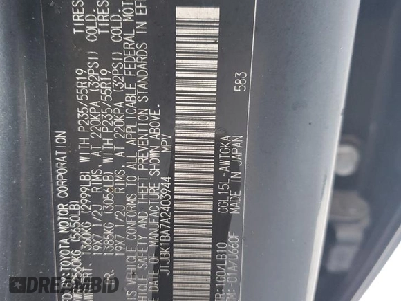 2010 Lexus RX 350 z VIN JTJBK1BA7A2403944, wystawiony jako Copart lot #70270913 z przebiegiem Nie podano mil oraz Nie do naprawy • Non repairable. Historia ofert i sprzedaży dostępna na DreamBid. Obrazek 12.