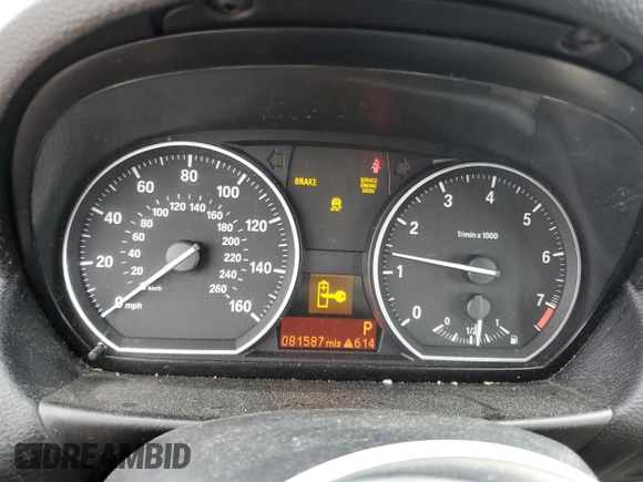 2012 BMW 1 Series 128i with VIN WBAUP7C58CVP23824, listed as a Copart auction lot 85581654 with 81,587 mi miles and Salvage title. Bid and sale history available at DreamBid. Image 9.