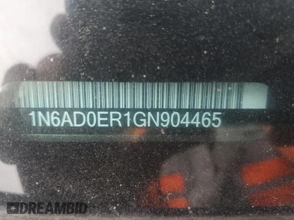 2016 Nissan Frontier SV with VIN 1N6AD0ER1GN904465, listed as a Copart auction lot 57233355 with 167,433 mi miles and Salvage title. Bid and sale history available at DreamBid. Image 13.