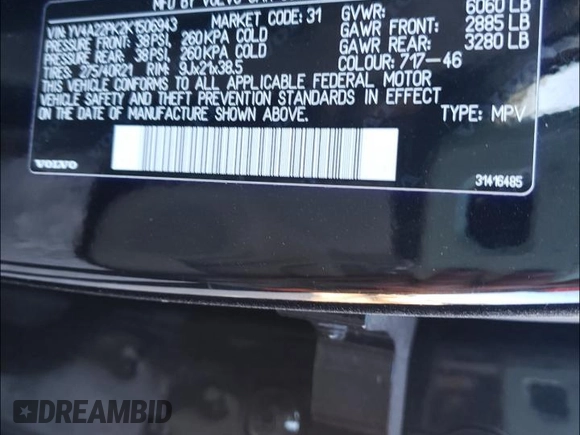 2019 Volvo XC90 Momentum with VIN YV4A22PK2K1506943, listed as a Copart auction lot 58020591 with 26,574 mi miles. Bid and sale history available at carsss.com. Image 10.