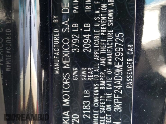 2021 Kia Forte FE z VIN 3KPF24AD9ME299725, wystawiony jako Copart lot #53106124 z przebiegiem 24 753 mil mil oraz Szkoda całkowita • Salvage title. Historia ofert i sprzedaży dostępna na DreamBid. Obrazek 12.