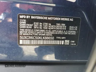 2019 BMW X5 xDrive40i with VIN 5UXCR6C50KLK88650, listed as a Copart auction lot 72563532 with 34,440 mi miles. Bid and sale history available at carsss.com. Image 12.