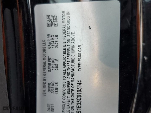 2012 Cadillac CTS Coupe Premium with VIN 1G6DS1E35C0105144, listed as a Copart auction lot 71043834 with NaN miles and Salvage Title. Bid and sale history available at carsss.com. Image 12.