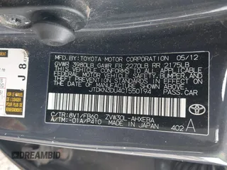 2012 Toyota Prius One z VIN JTDKN3DU4C1550194, wystawiony jako IAAI lot #42354483 z przebiegiem 185 690 mil mil oraz . Historia ofert i sprzedaży dostępna na DreamBid. Obrazek 9.