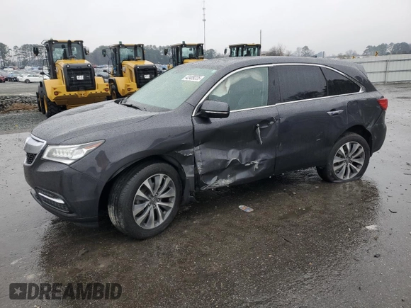 2014 Acura MDX Tech Pkg with VIN 5FRYD4H49EB045743, listed as a Copart auction lot 42409225 with 96,194 mi miles and Salvage Title. Bid and sale history available at carsss.com. Image 1.