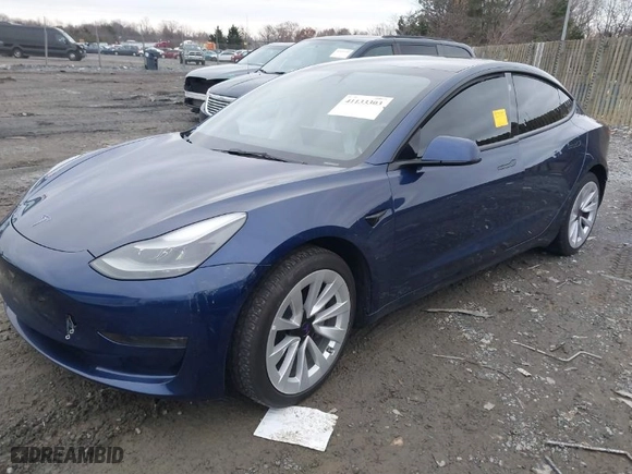 2023 Tesla Model 3 with VIN 5YJ3E1EA7PF446874, listed as a IAAI auction lot 41133303 with 47,748 mi miles. Bid and sale history available at carsss.com. Image 2.
