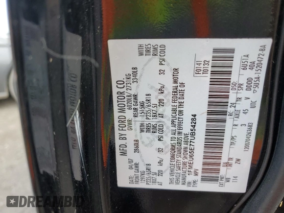 2007 Ford Explorer Limited с VIN 1FMEU65E77UB54284, выставлен на аукционе Copart как лот 74487594 с пробегом 164 933 миль миль и Списание • Salvage title. История ставок и продаж доступна на DreamBid. Изображение 13.
