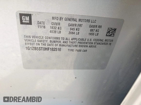 2017 Chevrolet Malibu LS with VIN 1G1ZB5ST0HF182516, listed as a IAAI auction lot 41870295 with 116,521 mi miles and . Bid and sale history available at DreamBid. Image 9.