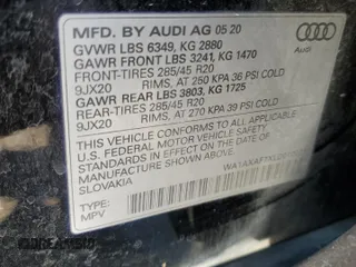 2020 Audi Q7 Premium with VIN WA1AXAF7XLD010021, listed as a Copart auction lot 79047264 with 83,529 mi miles and Clean Title. Bid and sale history available at carsss.com. Image 13.