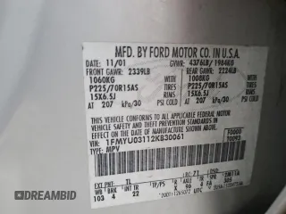 2002 Ford Escape XLT Choice с VIN 1FMYU03112KB30061, выставлен на аукционе Copart как лот 53195125 с пробегом 177 920 миль миль и Списание • Salvage title. История ставок и продаж доступна на DreamBid. Изображение 15.
