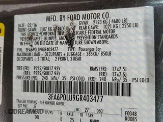 2016 Ford Fusion SE Hybrid with VIN 3FA6P0LU9GR403477, listed as a Copart auction lot 53327545 with 145,826 mi miles and Salvage Title. Bid and sale history available at carsss.com. Image 12.