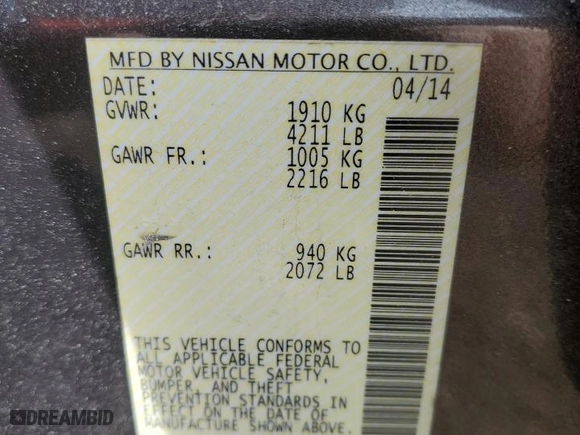 2014 Nissan Altima 2.5 S with VIN 1N4AL3AP2EN376532, listed as a Copart auction lot 44516275 with 168,623 mi miles and Salvage Title. Bid and sale history available at carsss.com. Image 14.