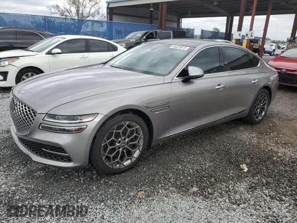 2021 Genesis G80 2.5T with VIN KMTGB4SC1MU062014, listed as a Copart auction lot 44325815 with 32,547 mi miles and Non Repairable. Bid and sale history available at DreamBid. Image 1.