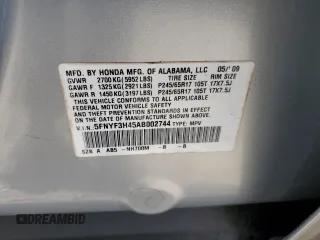 2010 Honda Pilot EX with VIN 5FNYF3H45AB002744, listed as a Copart auction lot 84673844 with 177,267 mi miles and Salvage Title. Bid and sale history available at carsss.com. Image 13.
