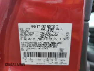 2012 Ford Escape Limited with VIN 1FMCU0E7XCKC23965, listed as a Copart auction lot 53800985 with 85,945 mi miles and Salvage Title. Bid and sale history available at DreamBid. Image 13.