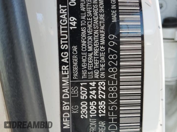 2014 Mercedes-Benz E 350 Sport with VIN WDDHF5KB8EA828799, listed as a Copart auction lot 52600805 with 113,755 mi miles and Salvage Title. Bid and sale history available at DreamBid. Image 12.