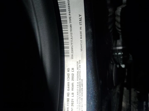 2018 Maserati Ghibli S Q4 GranLusso with VIN ZAM57YTL6J1278589, listed as a Copart auction lot 74732274 with 84,979 mi miles and Salvage Title. Bid and sale history available at carsss.com. Image 13.