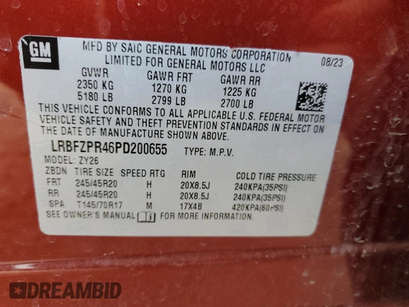 2023 Buick Envision Essence with VIN LRBFZPR46PD200655, listed as a Copart auction lot 50484745 with 14,940 mi miles and Salvage Title. Bid and sale history available at carsss.com. Image 13.