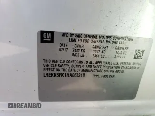 2017 Cadillac CT6 Plug-In RWD with VIN LREKK5RX1HA062210, listed as a Copart auction lot 56405615 with 79,359 mi miles and Salvage title. Bid and sale history available at DreamBid. Image 12.