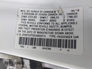 2018 Honda Civic LX with VIN 2HGFC2F5XJH603214, listed as a IAAI auction lot 41788384 with 114,876 mi miles and . Bid and sale history available at carsss.com. Image 9.