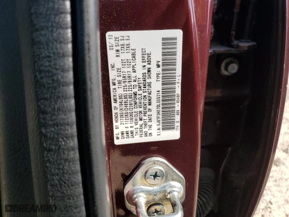2013 Honda Crosstour EX-L with VIN 5J6TF3H57DL005014, listed as a Copart auction lot 66037704 with 131,205 mi miles and Salvage Title. Bid and sale history available at carsss.com. Image 13.