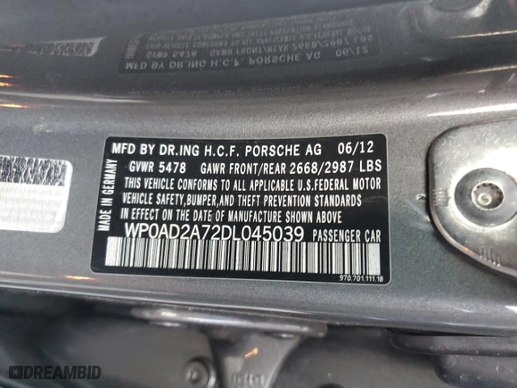2013 Porsche Panamera S Hybrid with VIN WP0AD2A72DL045039, listed as a Copart auction lot 41502635 with 140,089 mi miles and Clean Title. Bid and sale history available at carsss.com. Image 12.