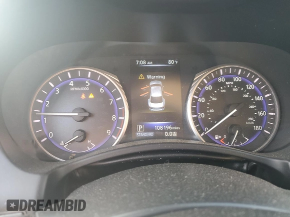 2014 Infiniti Q50 Premium with VIN JN1BV7ARXEM680167, listed as a Copart auction lot 59702095 with 108,196 mi miles and Salvage title. Bid and sale history available at DreamBid. Image 9.