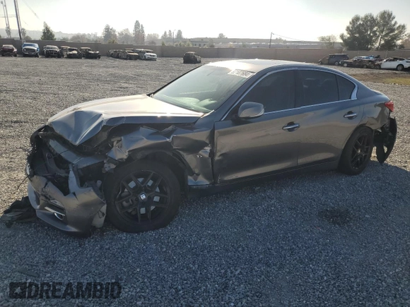 2014 Infiniti Q50 Premium with VIN JN1BV7AP3EM690697, listed as a Copart auction lot 87107684 with 82,862 mi miles and Salvage Title. Bid and sale history available at carsss.com. Image 1.