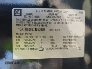 2007 GMC Yukon Denali z VIN 1GKFK63827J265939, wystawiony jako IAAI lot #42120148 z przebiegiem 203 459 mil mil oraz . Historia ofert i sprzedaży dostępna na DreamBid. Obrazek 9.