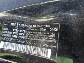 2008 Mercedes-Benz C 300 Sport with VIN WDDGF81X08F160997, listed as a IAAI auction lot 41328222 with 105,908 mi miles and . Bid and sale history available at DreamBid. Image 9.