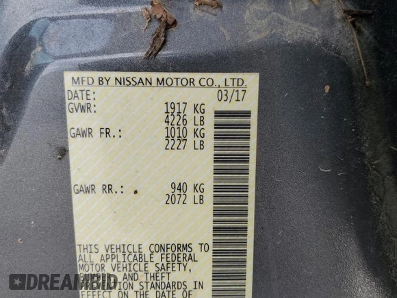 2017 Nissan Altima SR with VIN 1N4AL3AP8HN347170, listed as a Copart auction lot 52516535 with 98,713 mi miles and Salvage Title. Bid and sale history available at DreamBid. Image 13.