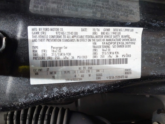 2016 Ford Focus SE z VIN 1FADP3F2XGL397092, wystawiony jako IAAI lot #42619802 z przebiegiem 232 252 mil mil oraz . Historia ofert i sprzedaży dostępna na DreamBid. Obrazek 9.