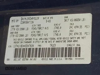 2004 Dodge 1500 SLT with VIN 1D7HU18D44S547034, listed as a IAAI auction lot 42225828 with 176,722 mi miles and . Bid and sale history available at carsss.com. Image 9.