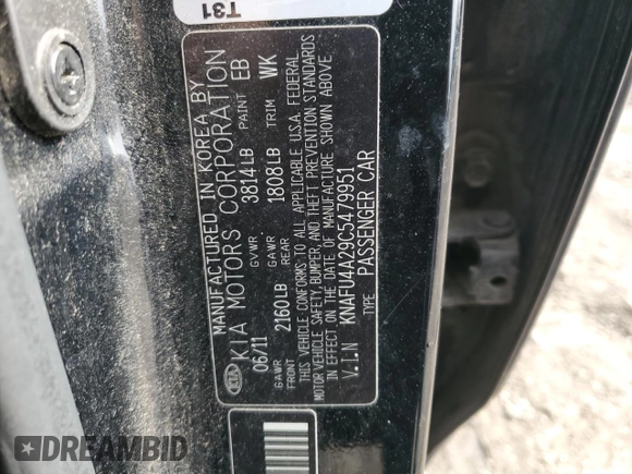 2012 Kia Forte EX with VIN KNAFU4A29C5479951, listed as a Copart auction lot 51171305 with 120,145 mi miles and Salvage Title. Bid and sale history available at carsss.com. Image 14.