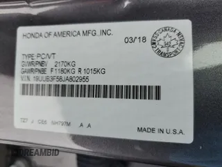 2018 Acura TLX Technology with VIN 19UUB3F58JA802955, listed as a Copart auction lot 44498945 with 128,179 mi miles and Salvage title. Bid and sale history available at DreamBid. Image 12.