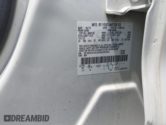 2013 Ford Edge SE with VIN 2FMDK3GC5DBA56304, listed as a IAAI auction lot 42836319 with 220,081 mi miles and . Bid and sale history available at DreamBid. Image 9.