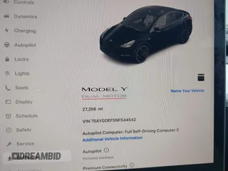 2022 Tesla Model Y Performance z VIN 7SAYGDEF5NF544542, wystawiony jako IAAI lot #42118855 z przebiegiem 27 256 mil mil oraz . Historia ofert i sprzedaży dostępna na DreamBid. Obrazek 7.