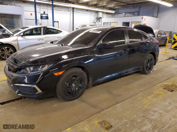 2019 Honda Civic Sedan LX with VIN 19XFC2F66KE021955, listed as a Copart auction lot 43826994 with 0 mi miles and Salvage Title. Bid and sale history available at carsss.com. Image 1.