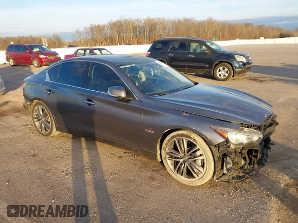 2014 Infiniti Q50 Hybrid Sport with VIN JN1AV7AP4EM691658, listed as a IAAI auction lot 41164910 with 90,521 mi miles and . Bid and sale history available at DreamBid. Image 1.