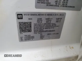 2023 Chevrolet Silverado 1500 LT Trail Boss with VIN 3GCUDFED2PG326831, listed as a Copart auction lot 81095664 with Not Provided miles and Salvage Title. Bid and sale history available at DreamBid. Image 12.