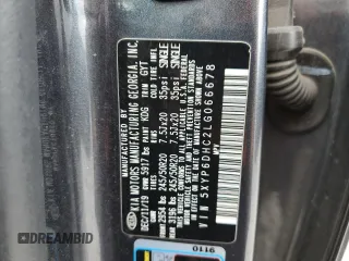 2020 Kia Telluride S with VIN 5XYP6DHC2LG066678, listed as a Copart auction lot 50973265 with 109,814 mi miles and Salvage title. Bid and sale history available at DreamBid. Image 14.