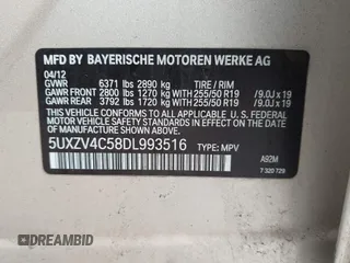2013 BMW X5 xDrive35i z VIN 5UXZV4C58DL993516, wystawiony jako IAAI lot #42192619 z przebiegiem 153 840 mil mil oraz . Historia ofert i sprzedaży dostępna na DreamBid. Obrazek 9.