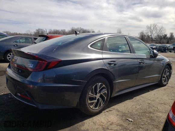 2020 Hyundai Sonata Hybrid Blue with VIN KMHL24JJ1LA009614, listed as a Copart auction lot 48516895 with 35,776 mi miles and Salvage Title. Bid and sale history available at carsss.com. Image 3.