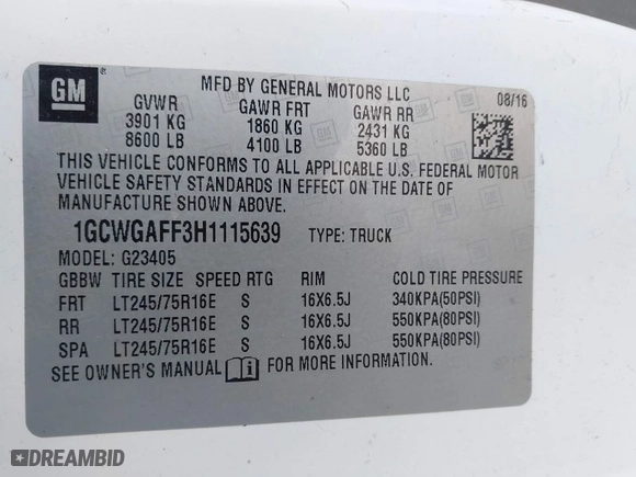 2017 Chevrolet Express Cargo Van with VIN 1GCWGAFF3H1115639, listed as a IAAI auction lot 42024442 with 150,274 mi miles. Bid and sale history available at carsss.com. Image 9.
