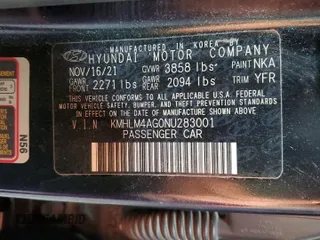 2022 Hyundai Elantra SEL with VIN KMHLM4AG0NU283001, listed as a Copart auction lot 48493255 with 78,198 mi miles and Clean Title. Bid and sale history available at DreamBid. Image 12.