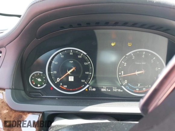 2015 BMW 7 Series 750Li with VIN WBAYE8C5XFD782039, listed as a IAAI auction lot 41505626 with 74,716 mi miles. Bid and sale history available at carsss.com. Image 7.