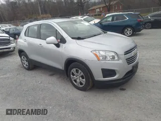 2016 Chevrolet Trax LS with VIN 3GNCJKSB1GL254664, listed as a IAAI auction lot 41196076 with 153,205 mi miles. Bid and sale history available at carsss.com. Image 1.