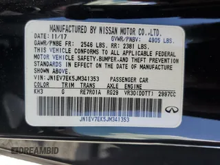 2018 Infiniti Q60 Luxe with VIN JN1EV7EK5JM341353, listed as a Copart auction lot 52008465 with 116,838 mi miles and Salvage Title. Bid and sale history available at carsss.com. Image 12.