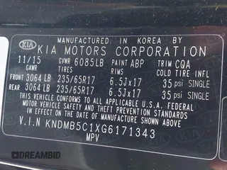 2016 Kia Sedona LX with VIN KNDMB5C1XG6171343, listed as a IAAI auction lot 42183042 with 87,740 mi miles. Bid and sale history available at carsss.com. Image 9.