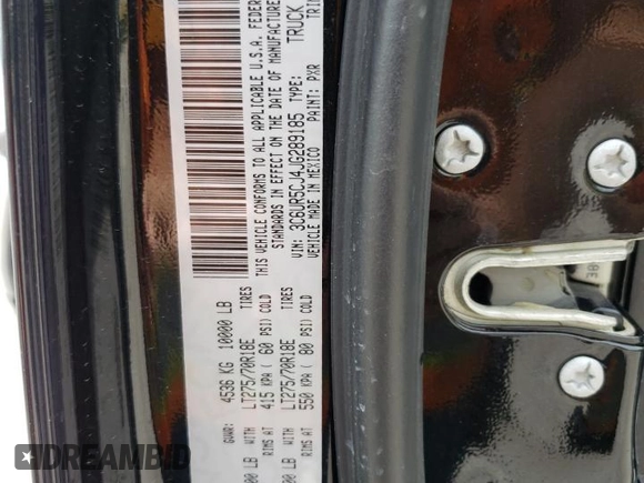2018 Ram 2500 Tradesman z VIN 3C6UR5CJ4JG289185, wystawiony jako Copart lot #55427695 z przebiegiem 90 809 mil mil oraz Szkoda całkowita • Salvage title. Historia ofert i sprzedaży dostępna na DreamBid. Obrazek 12.